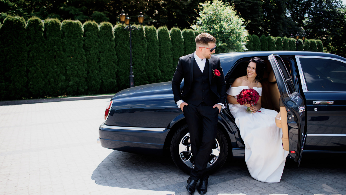 Elegant wedding transportation Boston with luxury limo and chauffeur service for weddings
